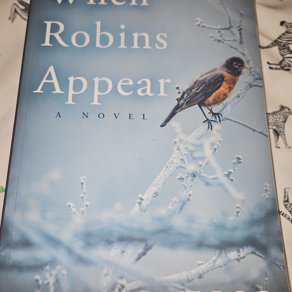 Blue and White Novel Cover - 'When Robins Appear'